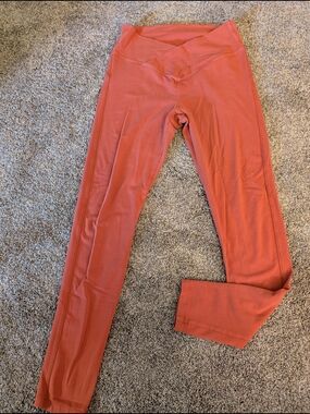 🌼 PINK Victoria's Secret Rust-Corale Active Leggings V-Waist Size Medium EUC